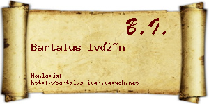 Bartalus Iván névjegykártya